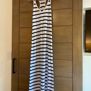 Feel the Piece White/Navy Stripe Maxi Dress Size XS